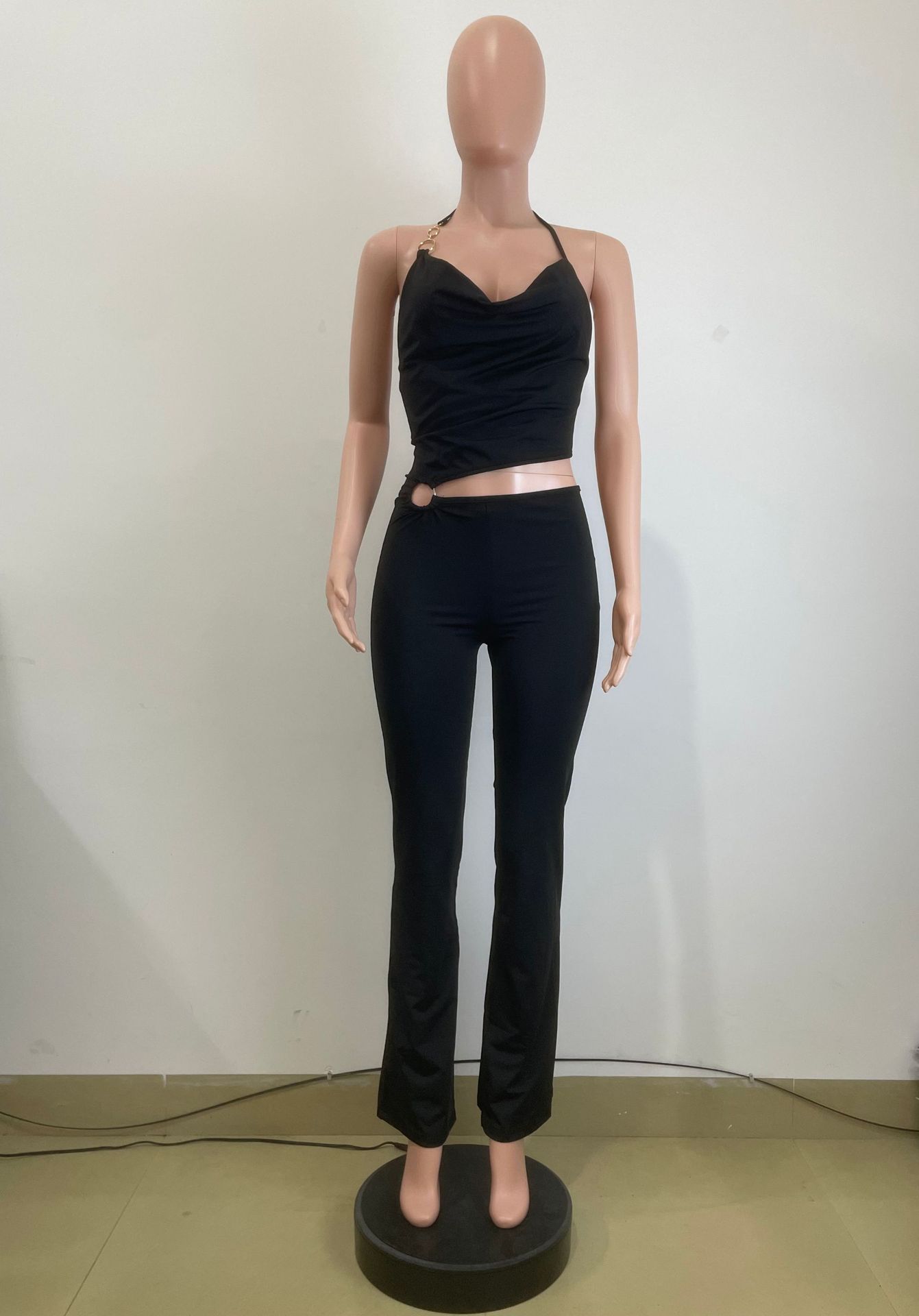 Halter Neck Cut-Out Camisole Jumpsuit for Summer