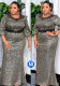 Plus Size Women African Round Neck Printed Mermaid Maxi Dress
