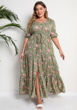 Plus Size Women Summer Bohemian Printed Beach Dress