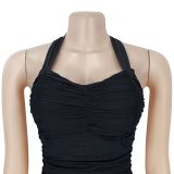Women Elegant Solid Color Split Bodycon Dress