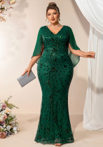 Summer Fall Women V Neck Stretch Sequin Short Sleeve Shawl Plus Size Mermaid Dress Summer Fall Women V Neck Stretch Sequin Short Sleeve Shawl Plus Size Mermaid Dress