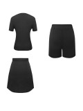 Women Casual Slim Fit Fashion Three Piece Shorts Set Outfit