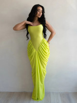 Women Elegant Pleated Bodycon Long Evening Dress