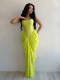 Women Elegant Pleated Bodycon Long Evening Dress