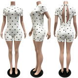 Women High Stretch Ribbed Leopard Print Patchwork Lace-Up Backless Slim Fit Jumpsuit