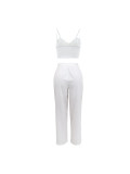 Holiday Women Strap Cut Out Strap Shell Button Vest Pants Two Piece Set