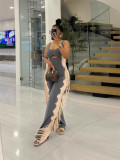 Women Fashion Colorblock Fringe Style Casual Jumpsuit