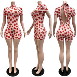 Women High Stretch Ribbed Leopard Print Patchwork Lace-Up Backless Slim Fit Jumpsuit