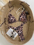 Women Leopard Print Sexy Two Piece Bikini Swimwear