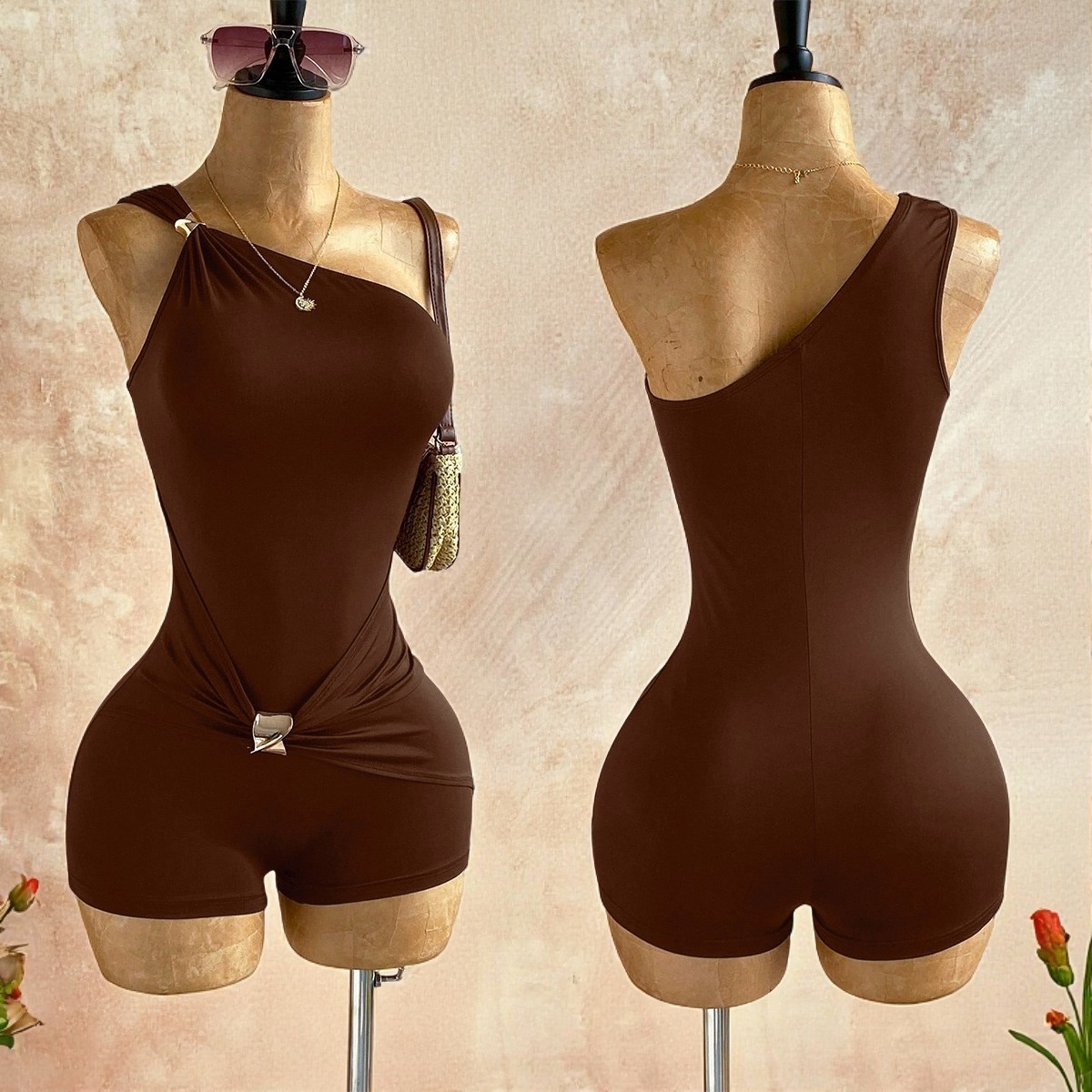 One-Shoulder Slim Waist Jumpsuit for Party Wear