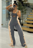 Women Fashion Colorblock Fringe Style Casual Jumpsuit