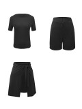 Women Casual Slim Fit Fashion Three Piece Shorts Set Outfit