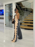 Women Fashion Colorblock Fringe Style Casual Jumpsuit