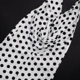 Summer Women Polka Dot Halter Neck Draped Backless Romper