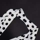 Summer Women Polka Dot Halter Neck Draped Backless Romper