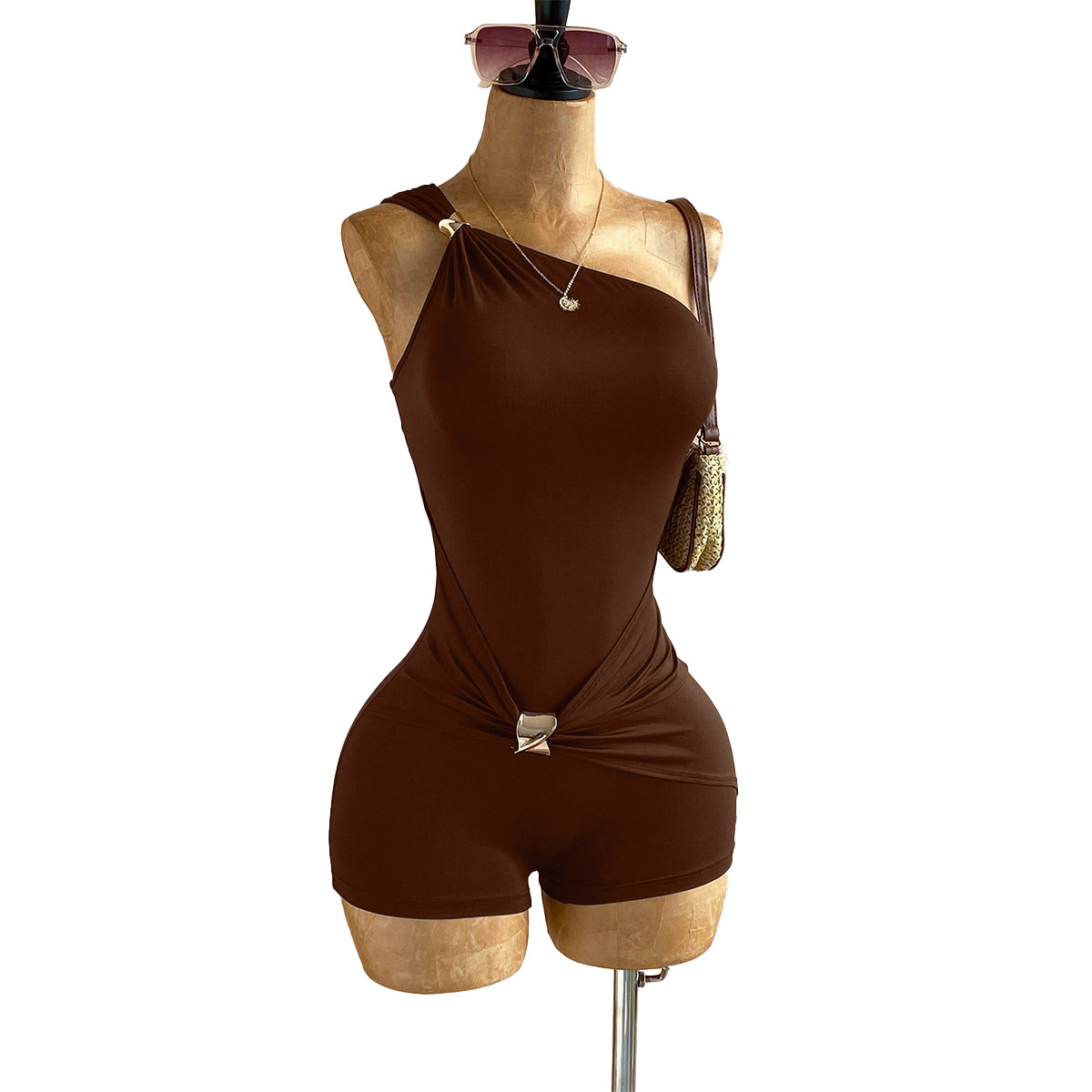 One-Shoulder Slim Waist Jumpsuit for Party Wear