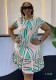 Women Casual Round Neck Printed Invisible Zipper Dress