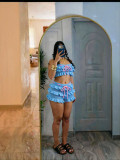 Summer Women Crochet Knitted Ruffle Strapless Lace-Up Beach Shorts Two Piece Set