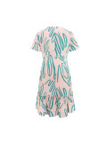 Women Casual Round Neck Printed Invisible Zipper Dress