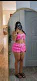 Summer Women Crochet Knitted Ruffle Strapless Lace-Up Beach Shorts Two Piece Set