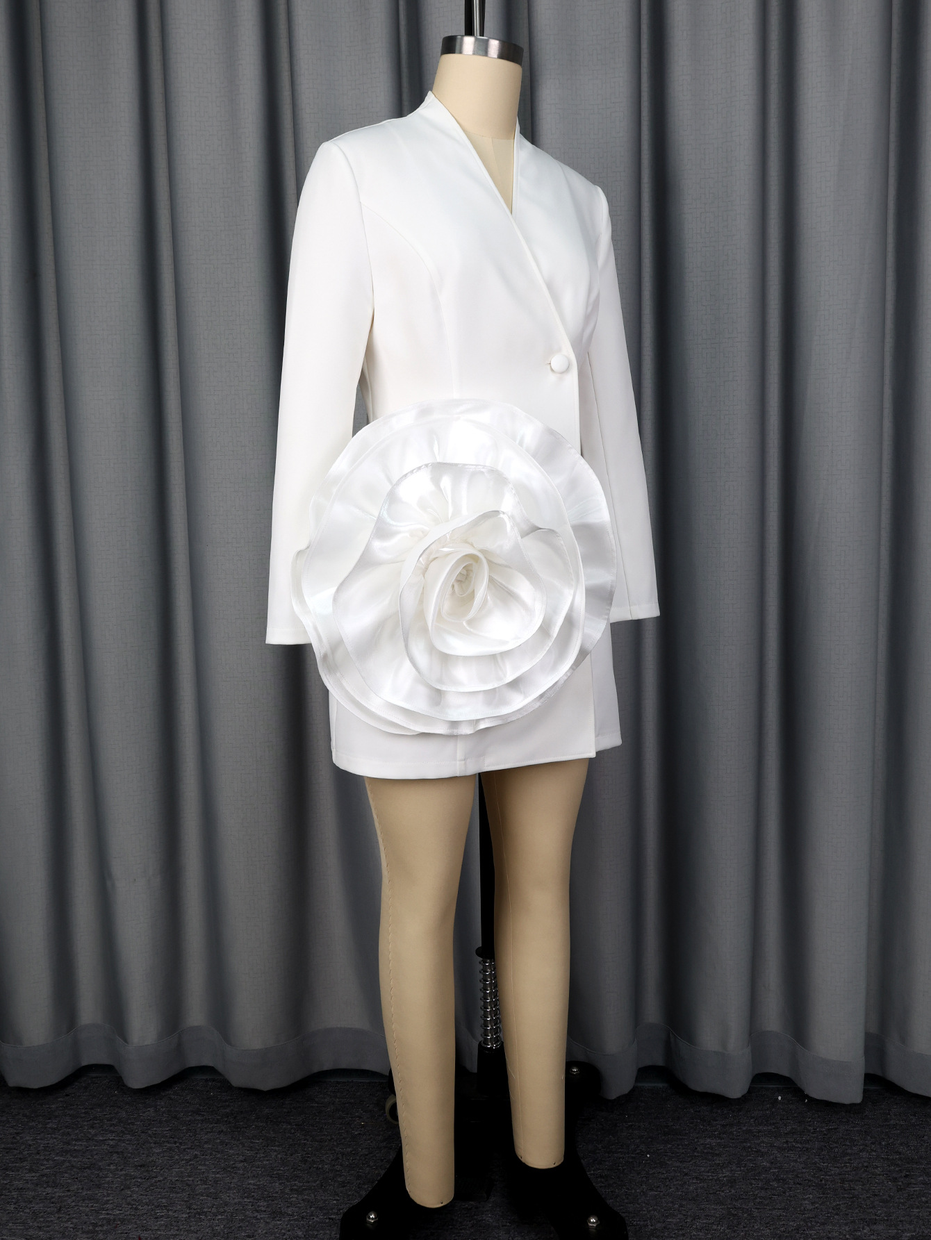 V-Neck Long Sleeve Blazer Dress for Evening Events