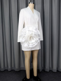 Women Sexy V Neck Long Sleeve Blazer Dress