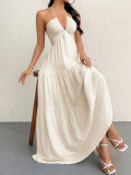 Women Beach Holidays Backless V Neck Dress