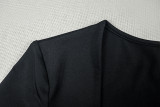 Women Solid Casual Bodycon Holiday U Neck Long Sleeve Two Piece Skirt Set