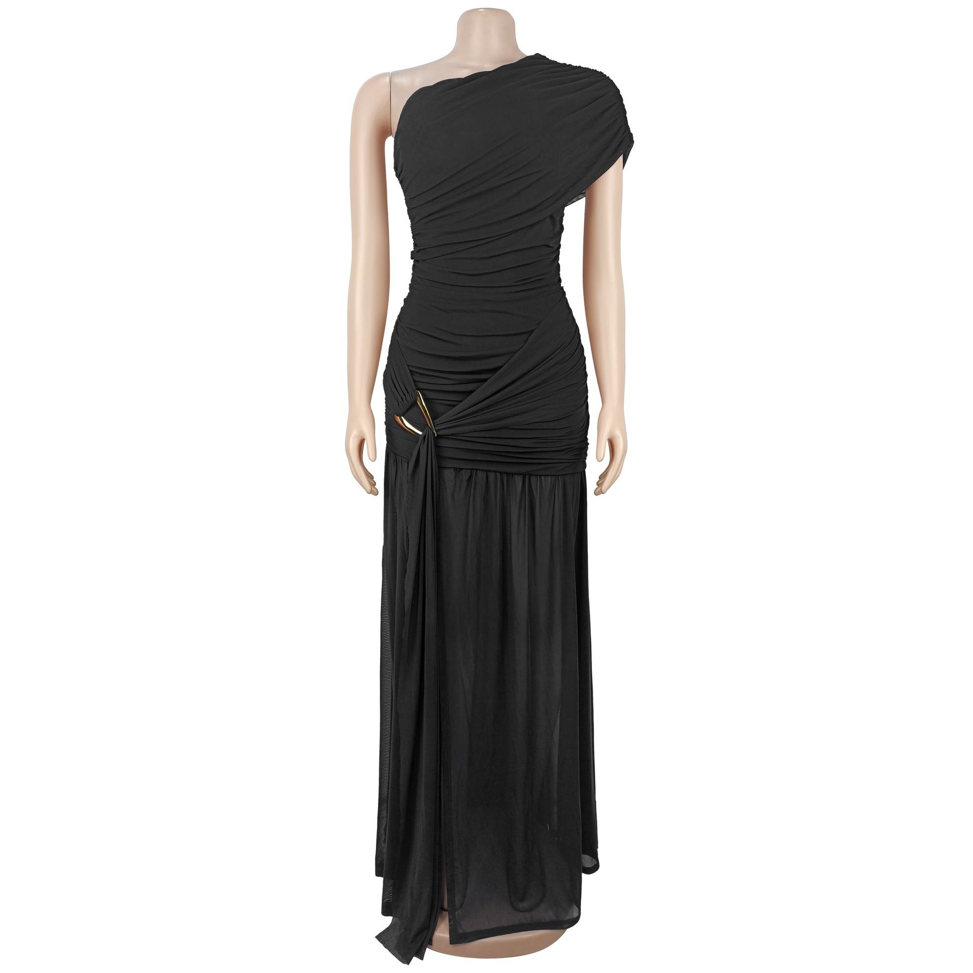 Sleeveless Slash Shoulder Split Dress for Evening Wear