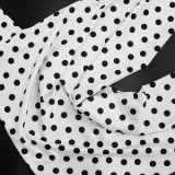 Women Sexy V Neck Cowl Neck Polka Dot Backless Tie Top