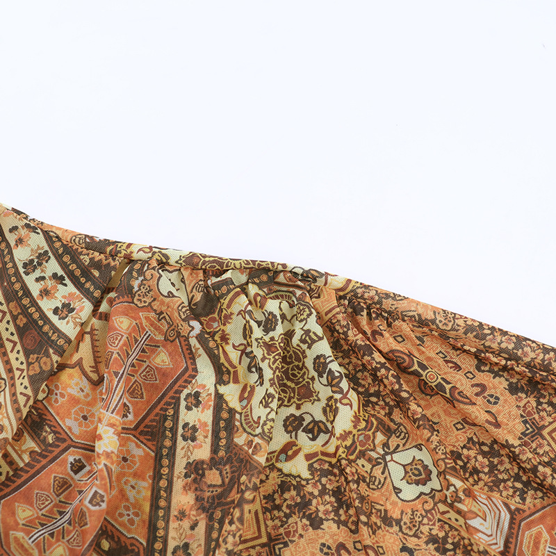 Backless Printed Cover-Up Dress for Holiday Beachwear