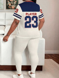 Women Printed Casual Short Sleeve Top and Pants Summer Two Piece Set