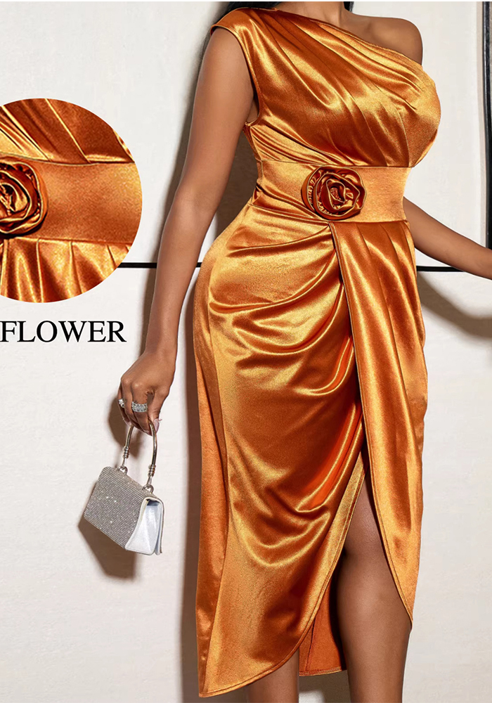 One-Shoulder Split Bodycon Dress for Elegant Evening Events