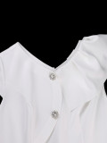 Women Sexy V Neck White Asymmetrical Ruffled Bodycon Dress