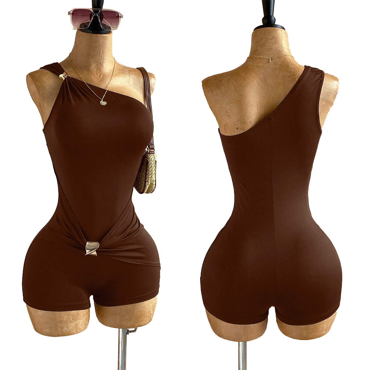 One-Shoulder Slim Waist Jumpsuit for Party Wear