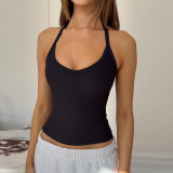 Women Summer Sexy Colored Halter Neck Tank Top