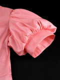 Women Elegant Heart Neck Lantern Sleeve Bodycon Dress