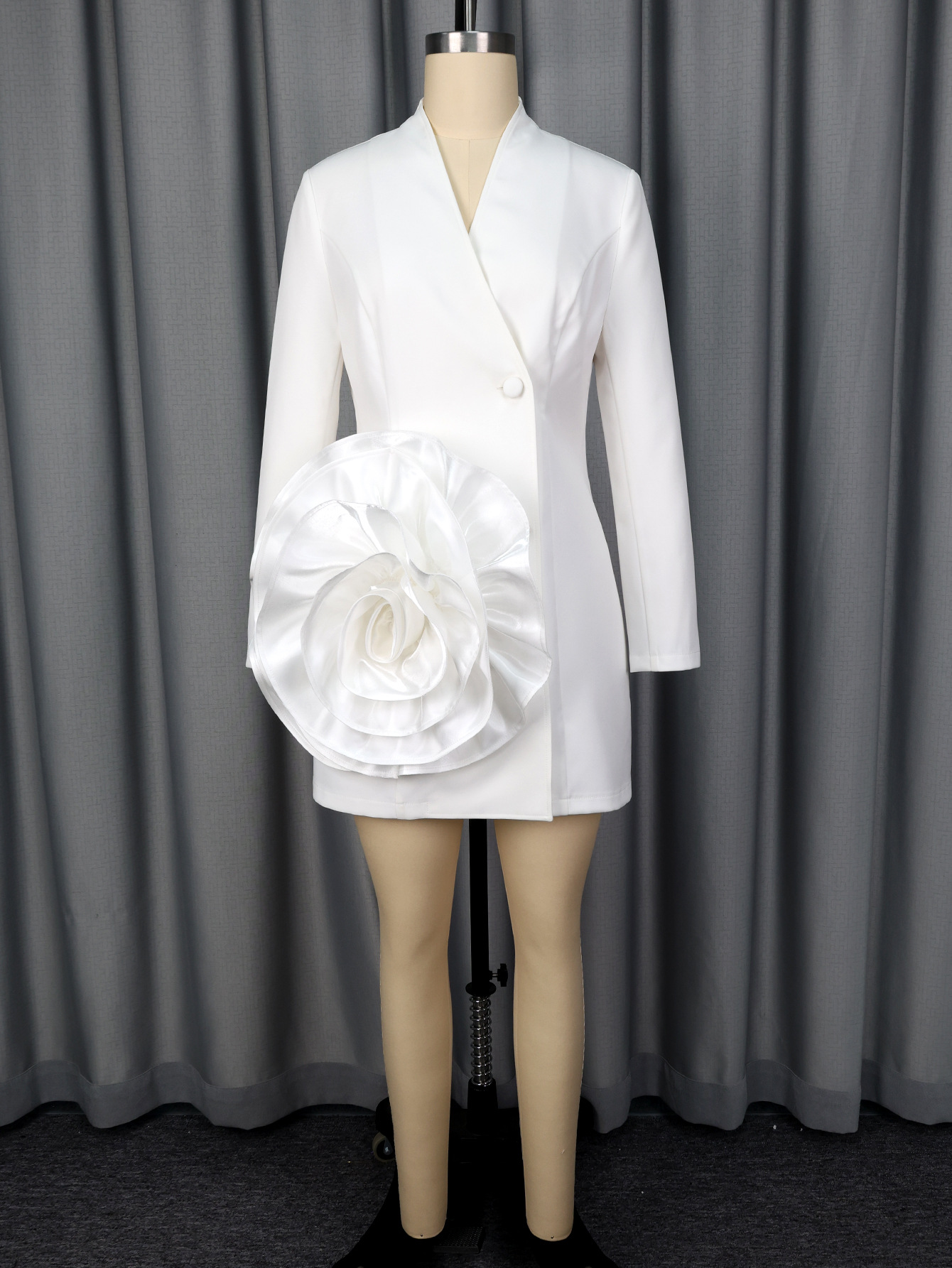 V-Neck Long Sleeve Blazer Dress for Evening Events