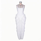 Women Elegant Pleated Bodycon Long Evening Dress