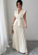 Women Sleeveless V Neck Top and Pleated Midi Skirt Two Piece Set