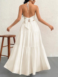 Women Beach Holidays Backless V Neck Dress