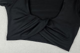 Women Solid Casual Bodycon Holiday U Neck Long Sleeve Two Piece Skirt Set