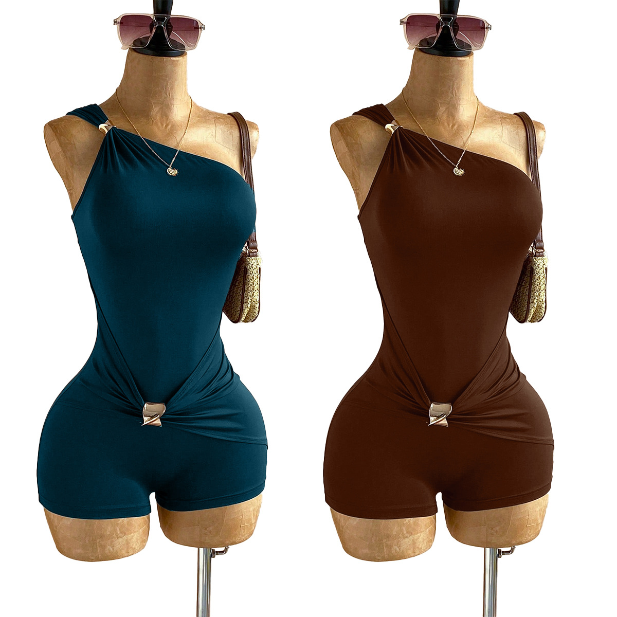 One-Shoulder Slim Waist Jumpsuit for Party Wear