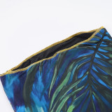 Women Color Block Floral Printed Sleeveless Strapless Holidays Top