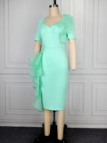 Women Ruffled Elegant Bodycon Dress