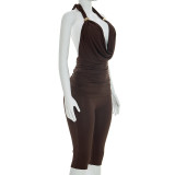 Women Ruffled Top and Capri Pants Two Piece Set