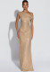 Women Summer Clothing Slash Shoulder Sleeveless Beaded Maxi Dress