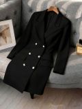 Women Elegant V Neck Turndown Collar Blazer Dress