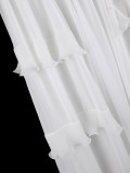Plus Size Women Cut-Out Rhinestone Belt Multi-Layer Ruffled Formal Party Elegant Pleated Dress