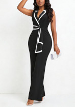 Women Belt V Neck Elegant Jumpsuit